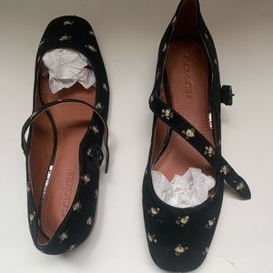 Coach Mary Jane suede printed flats